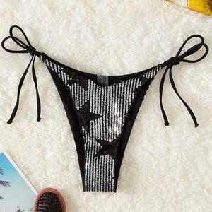 SHEIN Black and Silver Star Bikini Bottom